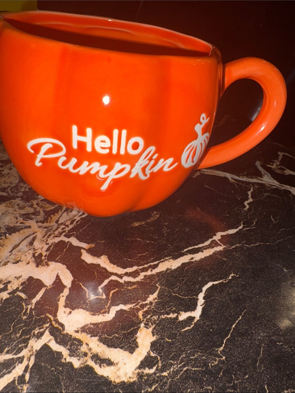 Hello Pumpkin Orange Ceramic Mug by